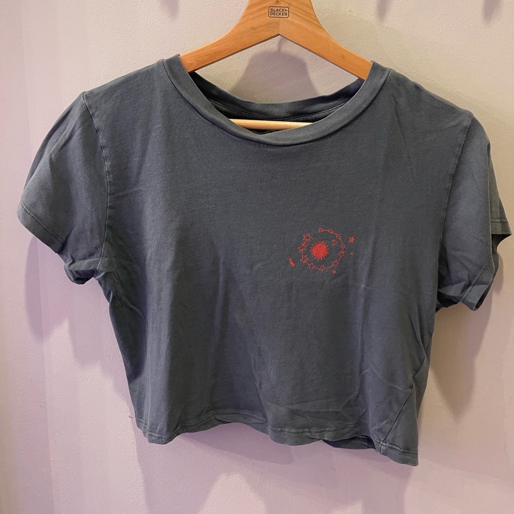 Celestial gray and red cropped top